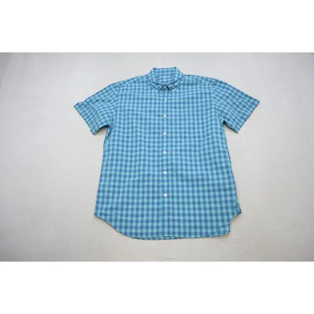J Crew Light Weight Button‎ Up Shirt Short Sleeve Plaid Casual Mens Sz Large